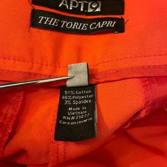 Apt. 9 The Torie Capri Women’s 12 Set of 2 Orange & Black Cropped Pants - Picture 7 of 8